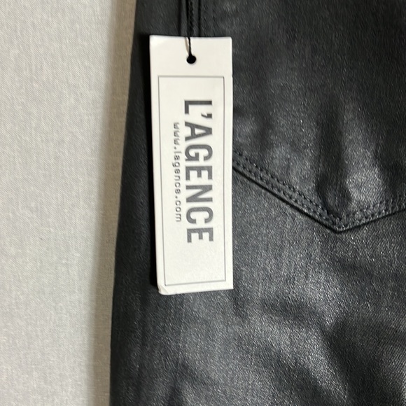 NEW L’AGENCE jeans Alexia high Rise crop Cigarette black coated jeans size 25 - Picture 5 of 16